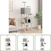 Produktbild von The Living Store Kratzbaum mit Sisal-Kratzsäulen in Hellgrau 180 cm