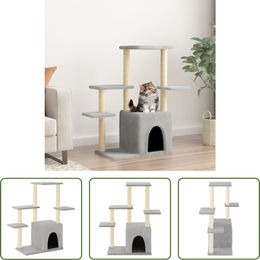 The Living Store Kratzbaum mit Sisal-Kratzsäulen in Hellgrau 97,5 cm – Bild 1 von 1