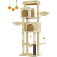 Produktbild von The Rootz XL Kratzbaum für Katzen aus Plüsch und Sisal in Sandbeige 175 x 57 x 45 cm