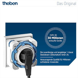 Theben Timer 26 Analoge Zeitschaltuhr für Steckdose Weiß bis 400 W LED Schaltleistung – Bild 1 von 13