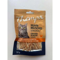 Produktbild von Thempa Katzen Leckerli Hühnchen und Kabeljau Streifen 50g für erwachsene Katzen
