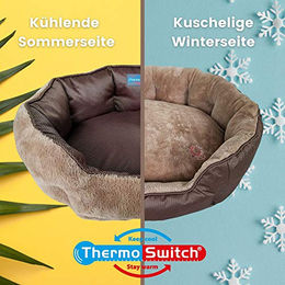 ThermoSwitch Santorini Hundebett mit Memory Foam für kleine Hunde S Grau Orange – Bild 1 von 9