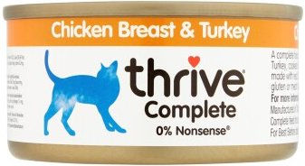 Produktbild von Thrive Cat Complete Katzenfutter Hühnerbrust und Truthahn Adult Monoprotein Glutenfrei 12x75 g