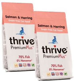Produktbild von Thrive PremiumPlus Trockenfutter für erwachsene Katzen mit Lachs und Hering, getreidefrei und hoher Fleischanteil, 2x 1,5 kg - 2 x 1,5 kg