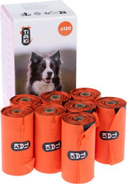 Produktbild von TIAKI Biologisch abbaubare Hundekotbeutel 120 Stück in 8 Rollen - 8 x 15 Stk.