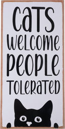 Produktbild von TIAKI Dekoschild Cats Welcome People Tolerated zum Aufhängen 1 Stück