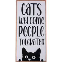 Produktbild von TIAKI Dekoschild Cats Welcome People Tolerated zum Aufhängen 1 Stück