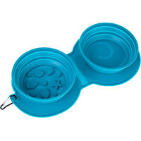 Produktbild von TIAKI Doppel Silikon Reisenapf Slow Feeder Sea Shell Türkis Blau 2 x 600 ml - 2 x 600 ml