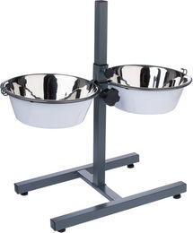 Produktbild von TIAKI Doppelnapf mit verstellbarem Ständer aus Edelstahl in Schwarz und Silber 2 x 1600 ml Ø 21 cm - 2 x 1600 ml