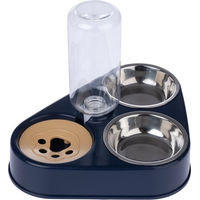 Produktbild von TIAKI Dreiernapf mit Wasserspender aus Edelstahl für kleine Tiere in Blau und Gelb