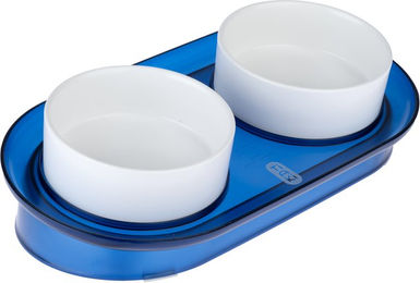 Produktbild von TIAKI Duo-Keramiknapf Deep Sea Erhöhter Futternapf Blau 2 x 400 ml Ø 13 cm - 0,4 l