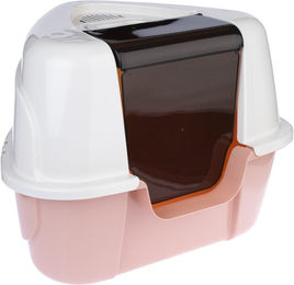 Produktbild von TIAKI Eckhaubentoilette Parfait Katzentoilette aus Kunststoff in Creme und Rosa