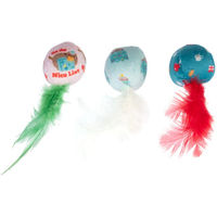 Produktbild von TIAKI Festliche Federbälle für Katzen aus Polyester im 3er Pack bunt und grün