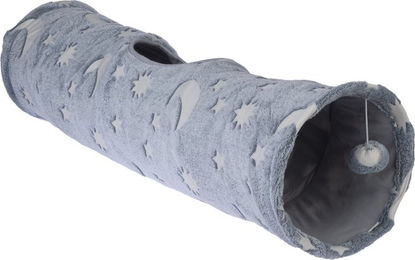 Produktbild von TIAKI Fluoreszierender Katzentunnel Star Grau aus Polyester Ø 25 x L 100 cm