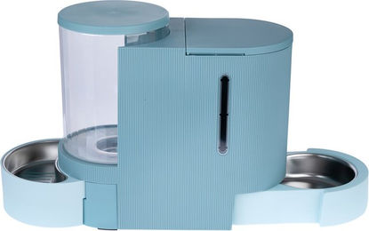 Produktbild von TIAKI Futter- und Wasserspender aus Kunststoff für kleine bis mittlere Tiere in Hellblau/Türkis