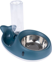 TIAKI Futter- und Wasserspender Kleiner Wal Blau aus Edelstahl mit 350 ml Futter und 500 ml Wasser - 850 ml – Bild 1 von 1