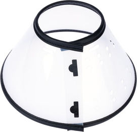 Produktbild von TIAKI Halskrause für Katzen und Hunde aus Kunststoff in Weiß Transparent Größe M für Halsumfang 24 - 39 cm