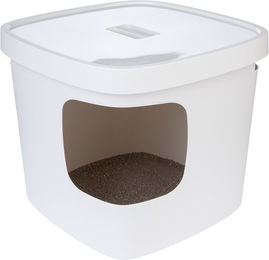 TIAKI Haubentoilette Devon quadratische Katzentoilette weiß aus Kunststoff L 49,5 x B 49,5 x H 43 cm – Bild 1 von 5