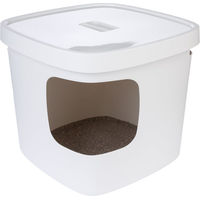 Produktbild von TIAKI Haubentoilette Devon quadratische Katzentoilette weiß aus Kunststoff L 49,5 x B 49,5 x H 43 cm