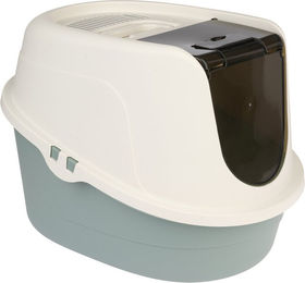 Produktbild von TIAKI Haubentoilette Teala Katzentoilette aus Kunststoff in Weiß und Türkis