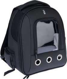 Produktbild von TIAKI Haustierrucksack mit Fenster als Transportbox Schwarz aus Polyester L 42 x B 26 x H 35 cm