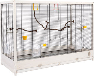 Produktbild von TIAKI Holz Vogelkäfig Robin XXL Weiß für Kanarienvögel L 113,4 x B 53 x H 81,7 cm