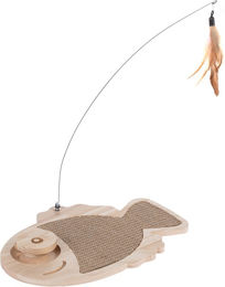 Produktbild von TIAKI Holzfisch Kratzbrett zum Spielen und Kratzen aus Naturholz Braun 36 x 26 x 4 cm