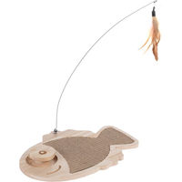 Produktbild von TIAKI Holzfisch Kratzbrett zum Spielen und Kratzen aus Naturholz Braun 36 x 26 x 4 cm