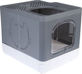 Produktbild von TIAKI Hop-In Katzentoilette Jax Haubentoilette aus Kunststoff dunkelgrau