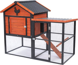 Produktbild von TIAKI Hühnerstall Premium aus Holz in Rot und Braun 2er Pack Maße 166 x 88 x 131,4 cm