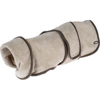 Produktbild von TIAKI Hunde-Bademantel Snuggle aus Polyester in Beige mit 60 cm Rückenlänge