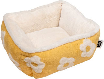 Produktbild von TIAKI Hundebett Flower eckig Gelb Weiß aus Polyester L 47 x B 47 x H 21 cm