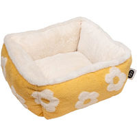 Produktbild von TIAKI Hundebett Flower eckig Gelb Weiß aus Polyester L 47 x B 47 x H 21 cm