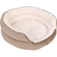 Produktbild von TIAKI Hundebett Throne für kleine Hunde in Braun und Beige Ø 65 x H 24 cm aus Polyester