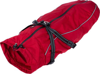 Produktbild von TIAKI Hundemantel mit Geschirr Arkon, wasserdichter Wintermantel aus Polyester, Rot, 45 cm Rückenlänge