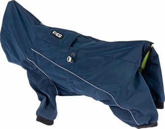 Produktbild von TIAKI Hundeoverall Smurff wasserabweisend aus Polyester für kleine bis mittlere Hunde mit 35 cm Rückenlänge