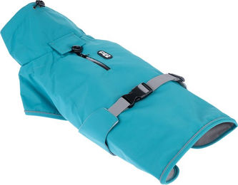 TIAKI Hunderegenmantel Teal mit 30 cm Rückenlänge – Bild 1 von 1