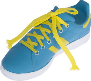 Produktbild von TIAKI Hundespielzeug Latex Sneaker Quietschspielzeug für Welpen Blau Gelb Größe L
