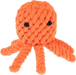 Produktbild von TIAKI Hundespielzeug Oktopus aus Baumwolle in Orange zur Zahnpflege