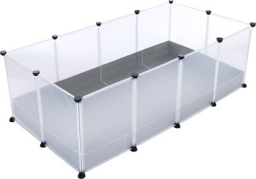 Produktbild von TIAKI Indoor Freigehege für Kleintiere mit Boden aus Kunststoff in Grau und Transparent L 145 x B 75 x H 46 cm
