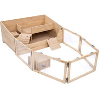 Produktbild von TIAKI Indoor-Meerschweinchenkäfig aus Holz in Beige mit den Maßen 116 x 193 x 50 cm