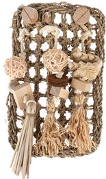 Produktbild von TIAKI Intelligenzspielzeug Spielwand für Papageien aus Naturmaterial in Gelb L 28 x B 18 cm