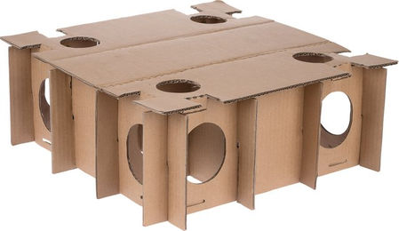 Produktbild von TIAKI Irrgarten aus Kratzpappe für Mäuse und Ratten Braun 48 x 48 x 18 cm Intelligenzspielzeug