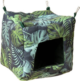 Produktbild von TIAKI Jungle Collection Kuschelhöhle Häuschen aus Polyester für Frettchen und Meerschweinchen Grün Bunt 24 x 24 x 24 cm