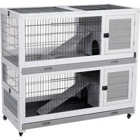 Produktbild von TIAKI Kaninchengehege für Indoor aus Holz in Weiß für Kaninchen und Meerschweinchen L 116 x B 54 x H 107 cm