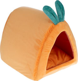 TIAKI Kaninchenhöhle Karotte Häuschen aus Polyester für Kaninchen Meerschweinchen und Katzen Orange Grün 36 x 32 x 30 cm – Bild 1 von 1