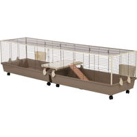 Produktbild von TIAKI Kaninchenkäfig XXL aus Metall für Kaninchen und Meerschweinchen Beige L 240 x B 58 x H 52 cm