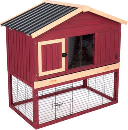 TIAKI Kaninchenstall All Seasons aus Holz in Rot L 117 x B 73,8 x H 115,5 cm 2er Pack – Bild 1 von 1