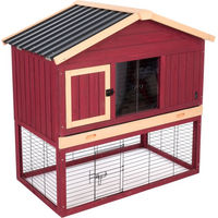 Produktbild von TIAKI Kaninchenstall All Seasons aus Holz in Rot L 117 x B 73,8 x H 115,5 cm 2er Pack