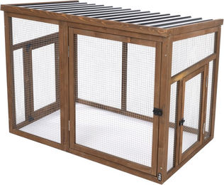 Produktbild von TIAKI Kaninchenstall Anbaugehege aus Naturholz in Beige und Braun L 116 x B 78 x H 89,8 cm